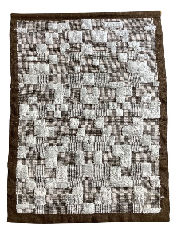 38" x 28" Woven Fiber Art Tapestry c1970-80s (1 of 5)