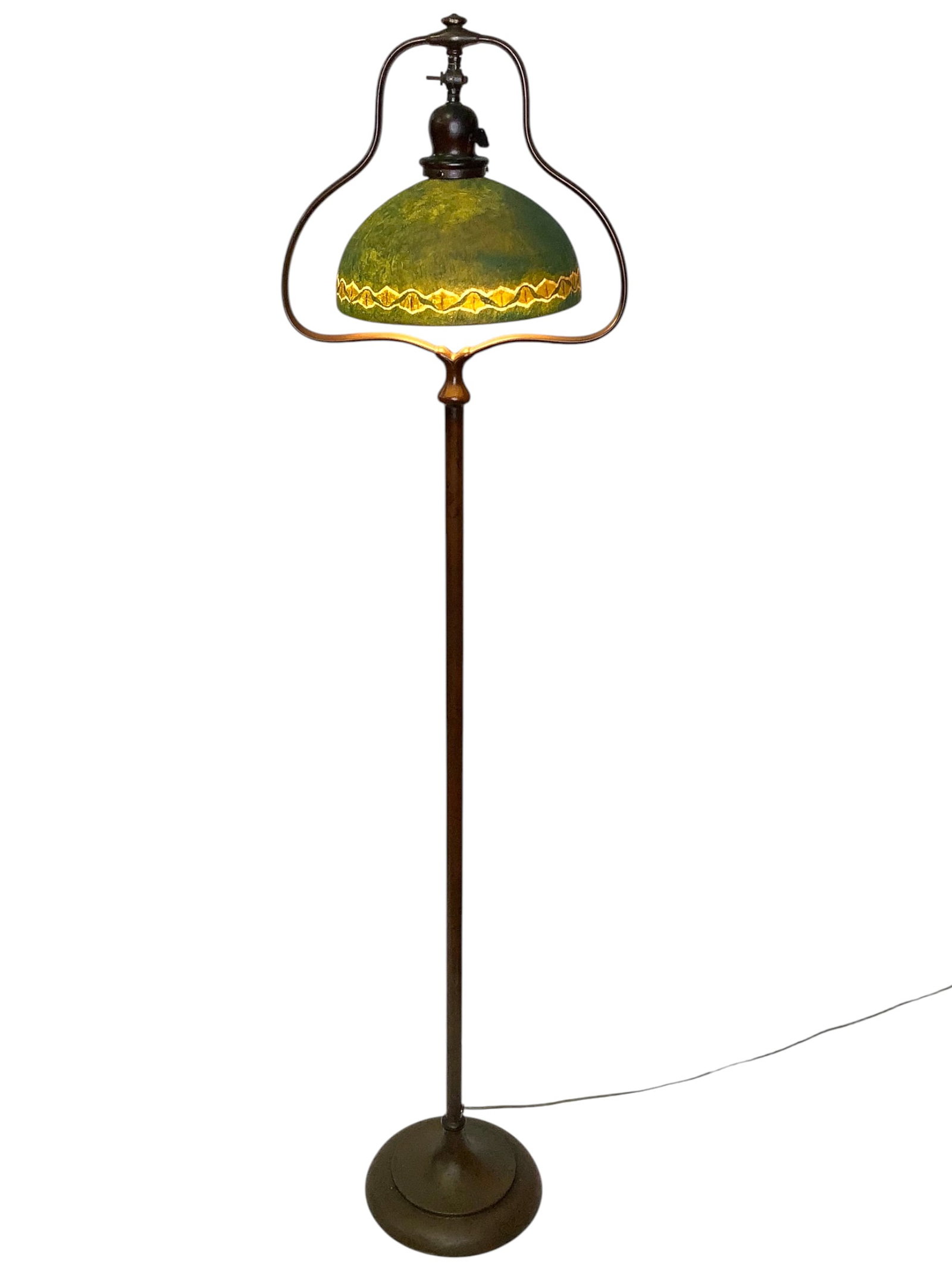 Vtg Handel Floor Lamp w Green Glass Shade (1 of 8)