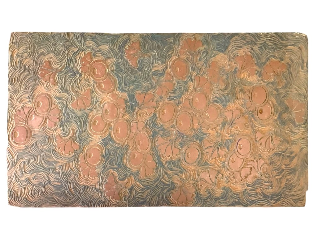 Lino Cut Print Block William Itter Signed Verso: 12" x 21" plywood base with carved linoleum printing block. No known prints extent. Presumed to be student work. Provenance: Collection of William and Diane Itter.