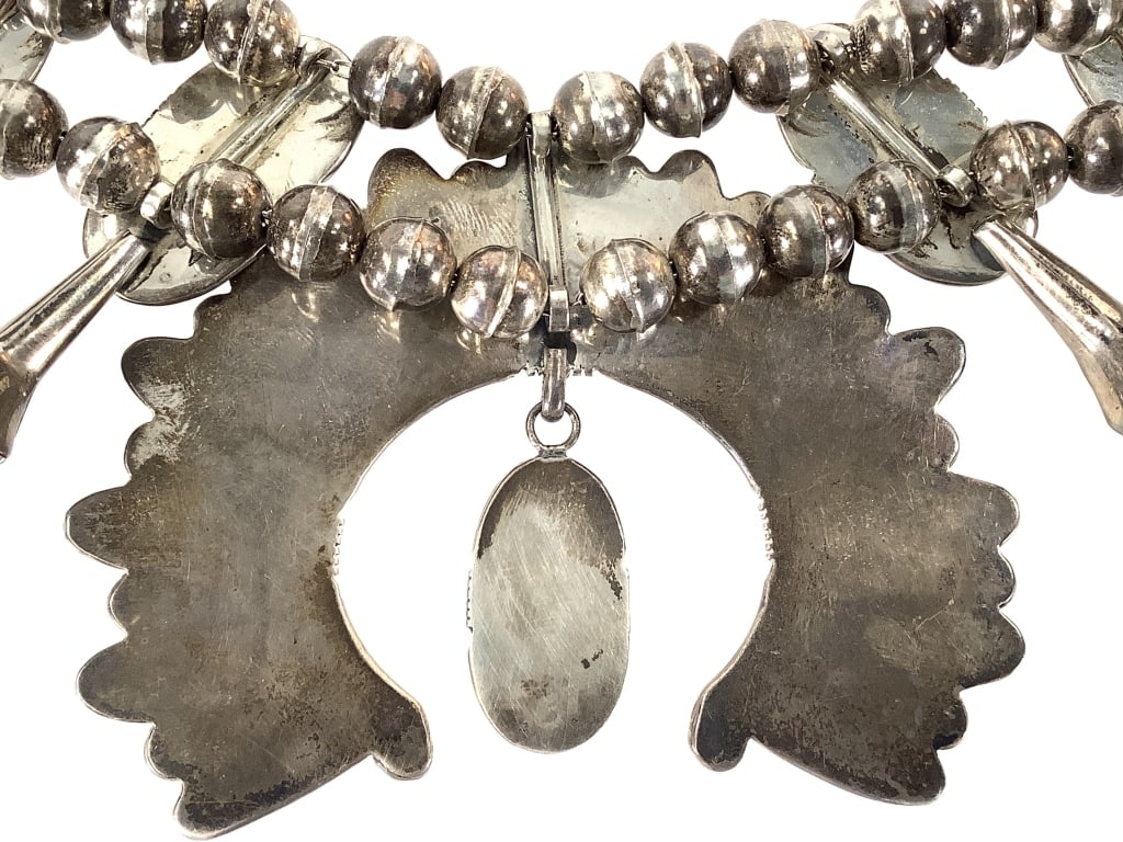 Lapis Lazuli Squash Blossom & Ster. Necklace 204gT - 6