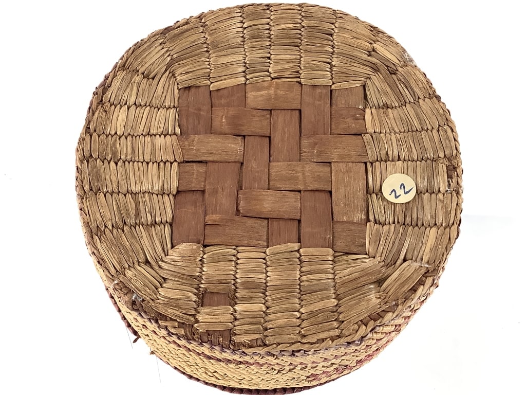 Polychrome Coiled & Plaited Lidded Basket - 6