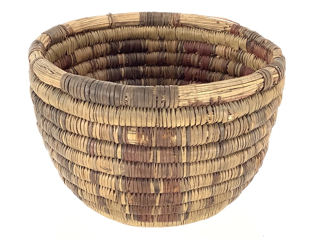 Coiled Polychrome Grass Basket Bowl (1 of 6)
