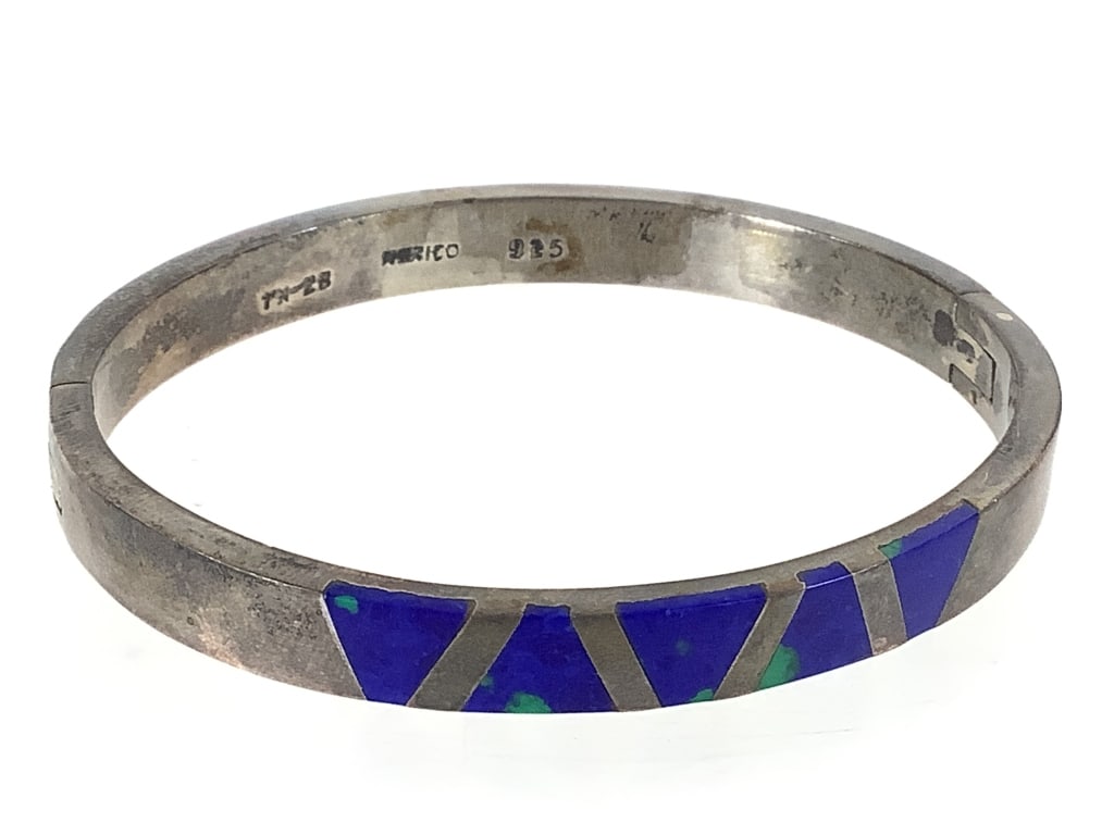 Mexico Sterling Azurite Bracelet 36.7g TW: 2 1/2" W.