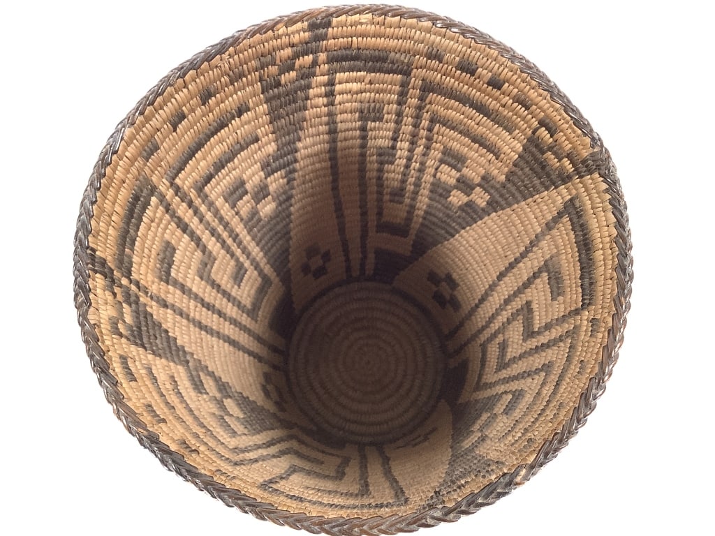 Apache Tall Coiled Basket w/ Geometric Designs - 3