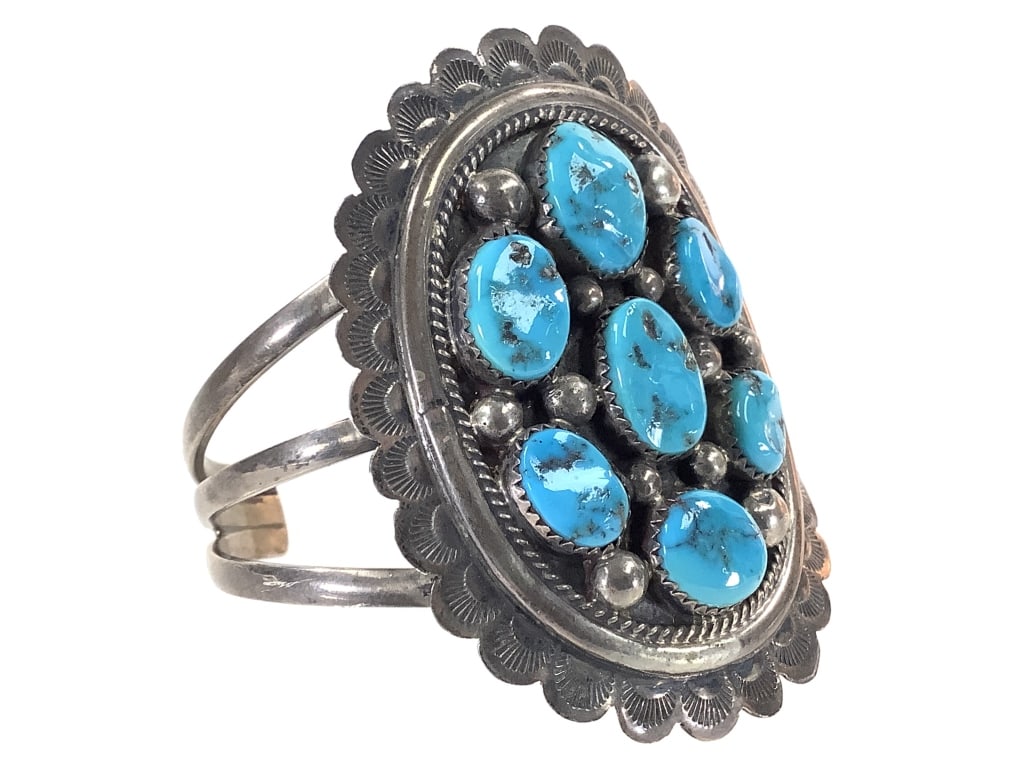 Sterling Turquoise Cuff Bracelet 50g TW: 2 1/2" H