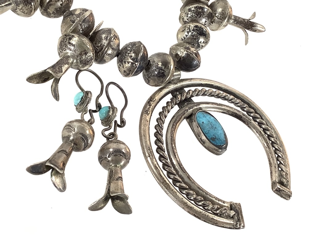 Sterling Turquoise Squash Blossom Set 165gTW (1 of 12)