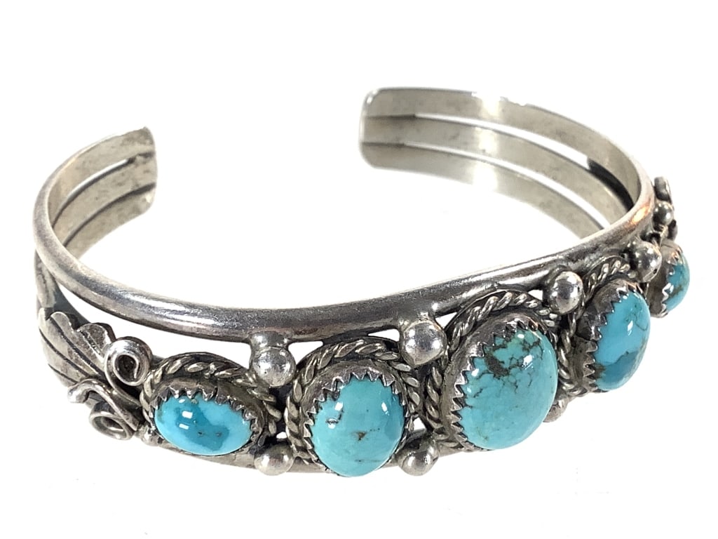 V. Chee' Sterling & Turquoise Cabochon Cuff 29.7g (1 of 7)