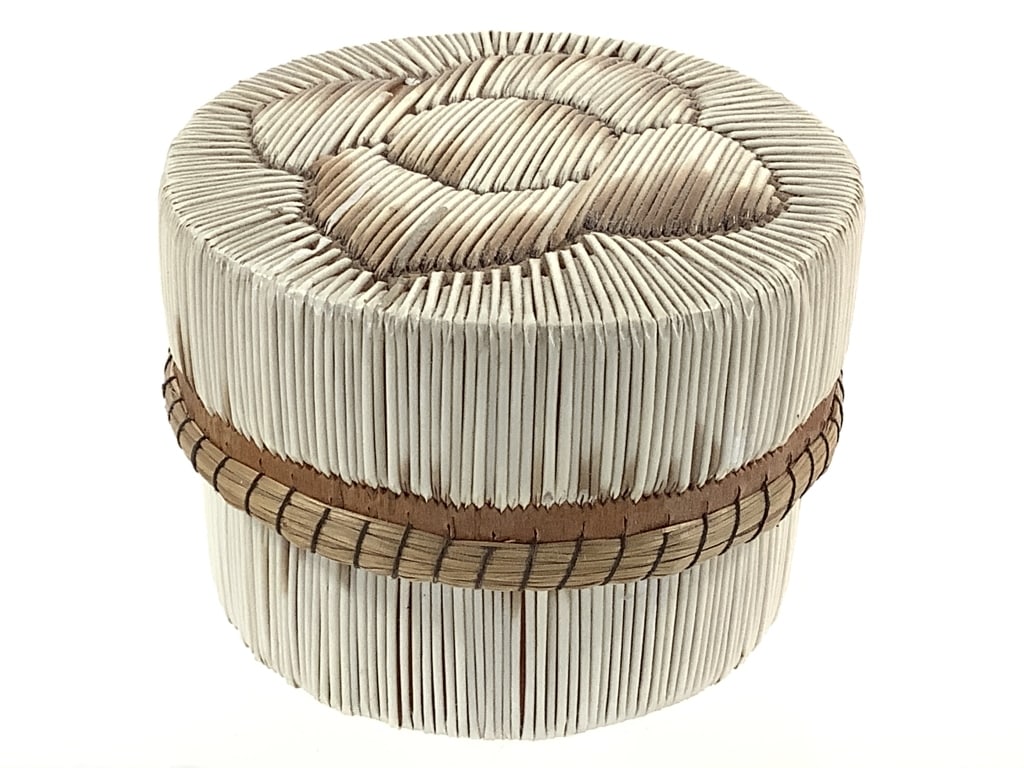 Birchbark & Quillwork Lidded Box w/ Floral Motif (1 of 7)