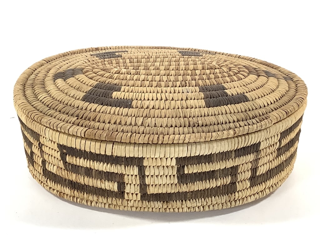 Pima Geometric Coil Lidded Oval Basket (1 of 8)