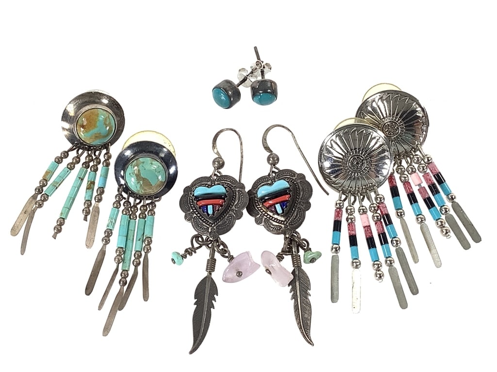 4 Pr Sterling Earrings 17.4g TW: Most are marked.