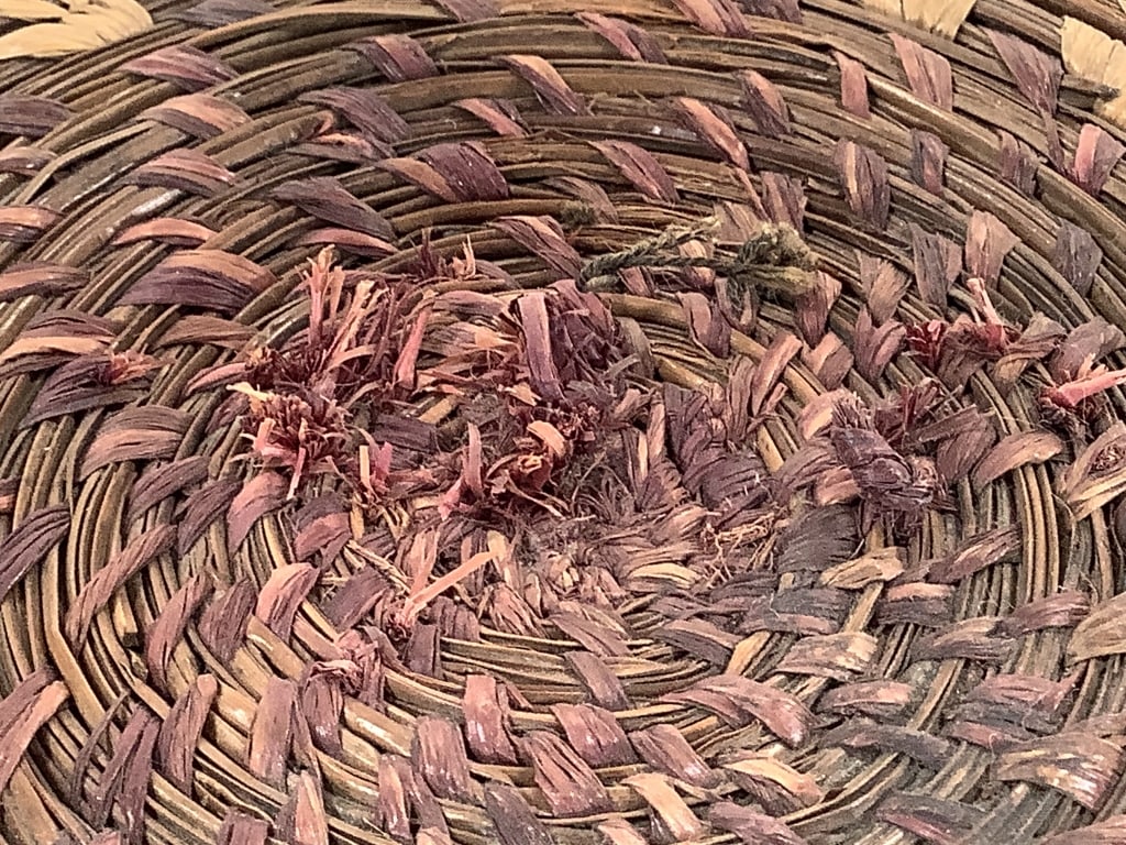 Coiled Polychrome Pine Needle Lidded Basket - 4