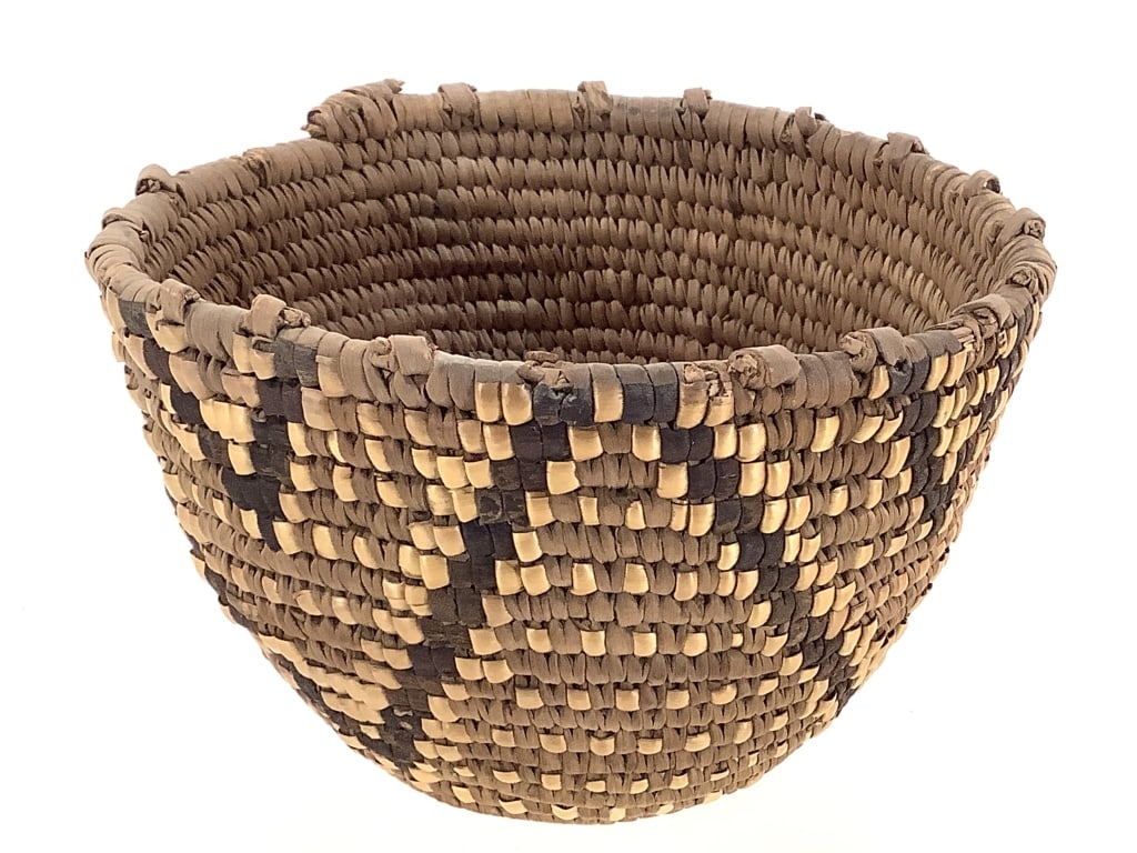 Polychrome Coiled Basket w/ Triangle Motifs (1 of 5)