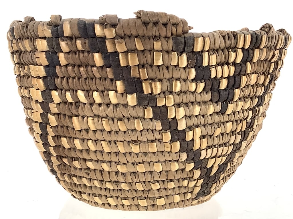 Polychrome Coiled Basket w/ Triangle Motifs - 2