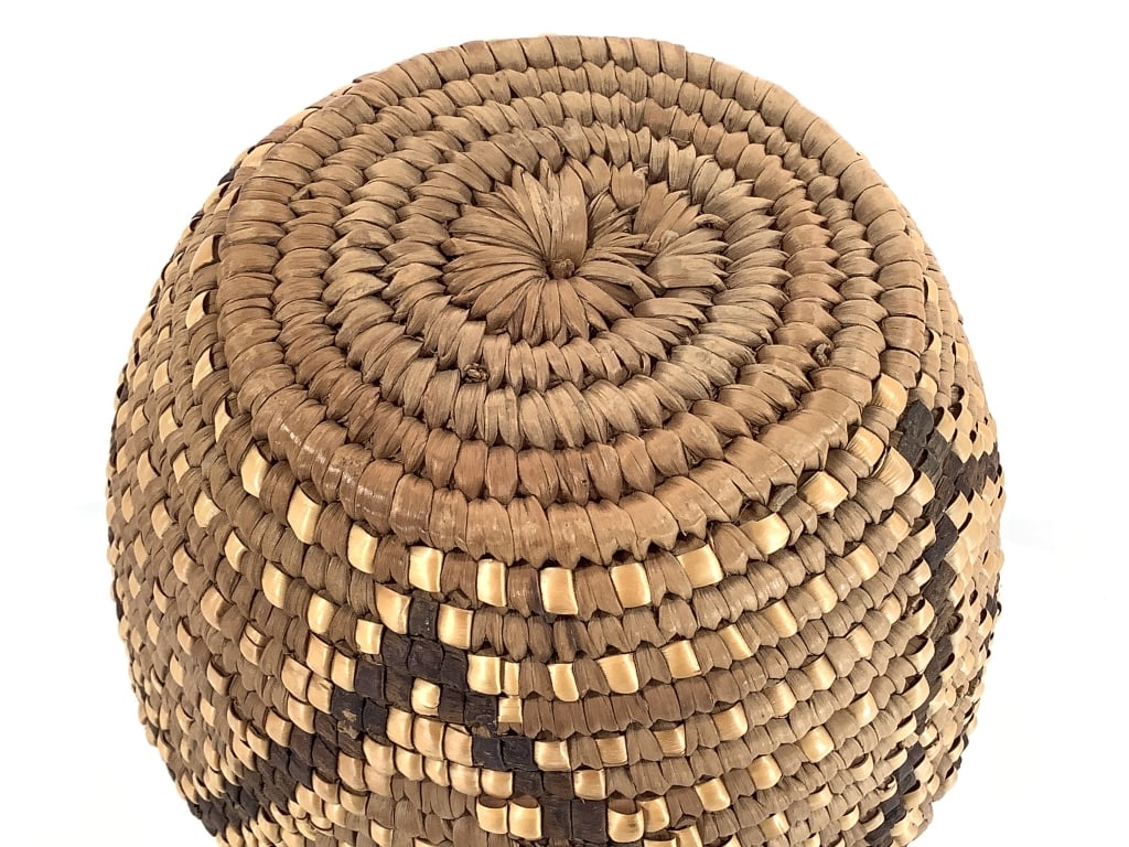 Polychrome Coiled Basket w/ Triangle Motifs - 4