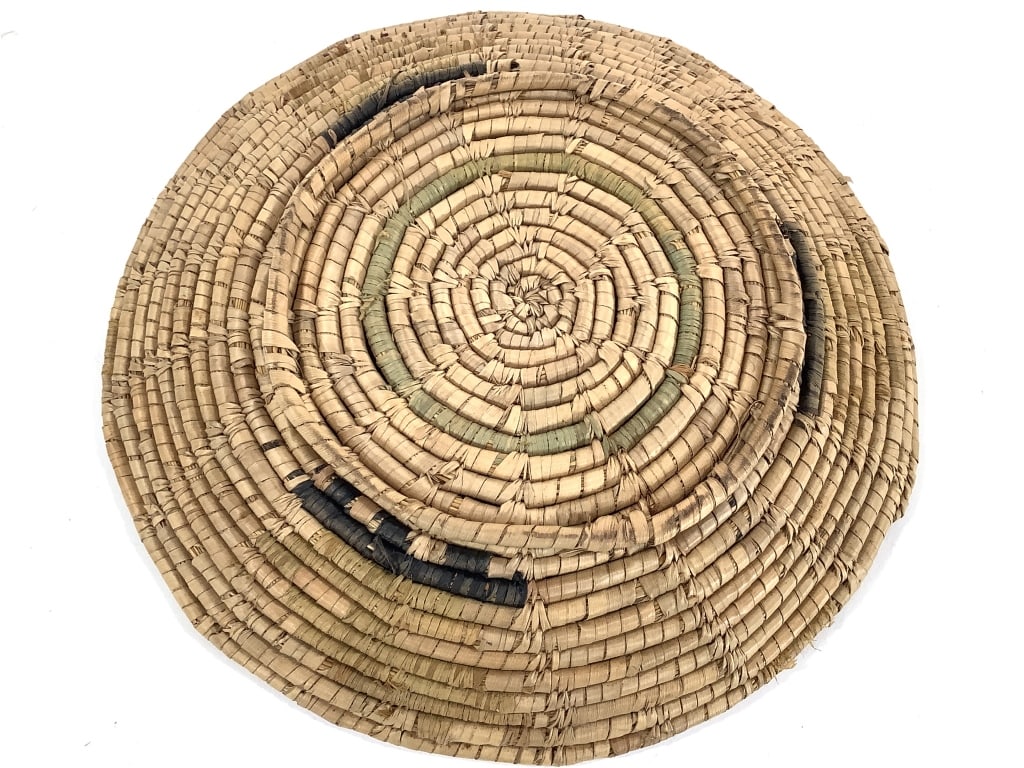 Polychrome Coiled Grass Basket Tray - 4
