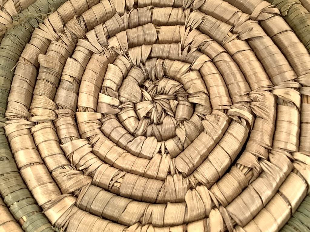 Polychrome Coiled Grass Basket Tray - 5