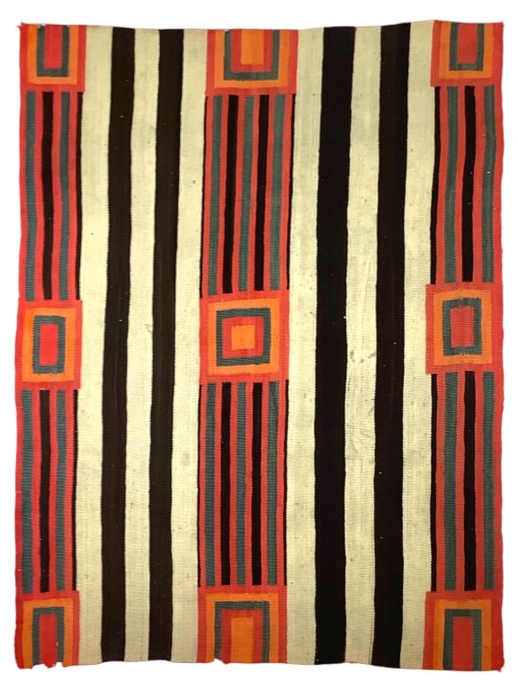 Third Phase Chief's Blanket: 71 1/2" x 57" w some small stains and losses at selvage. Provenance: William and Diane Itter collection.