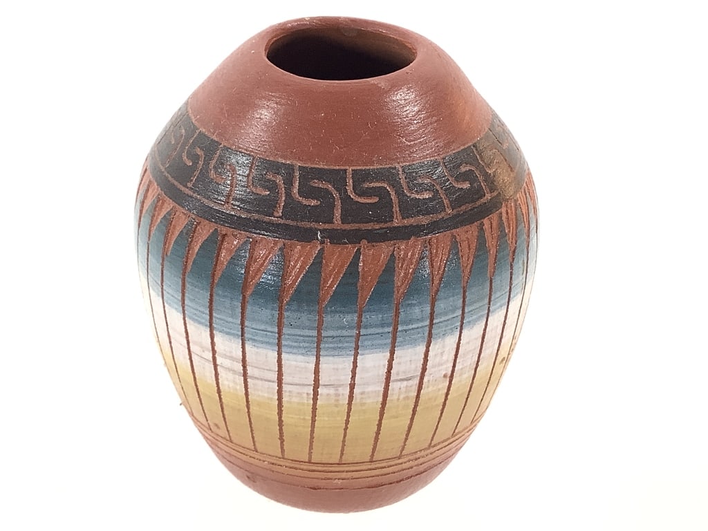 Benally Navajo Polychrome Pot w/ Dried Seeds (1 of 6)