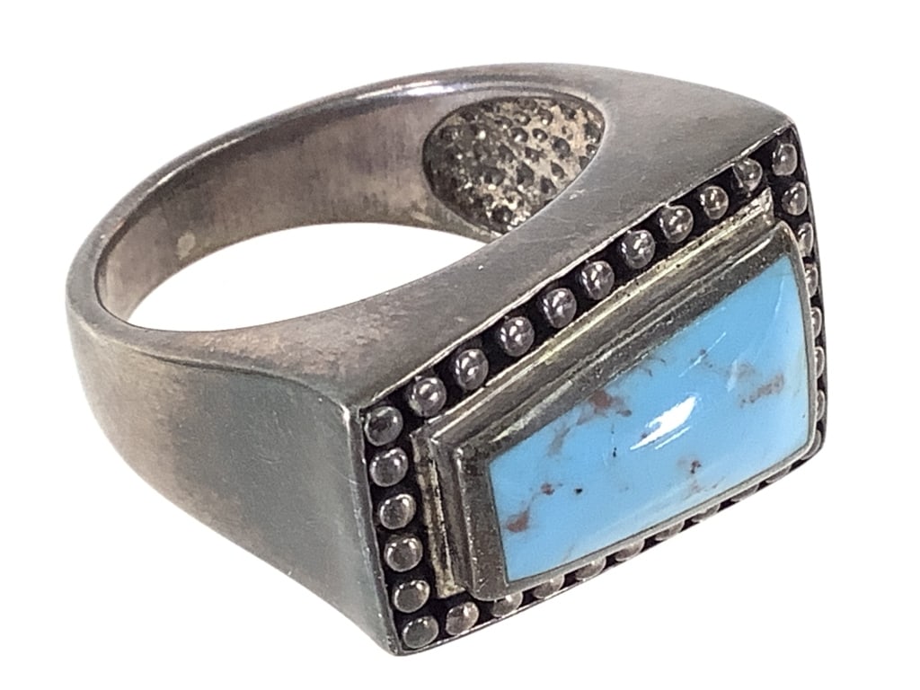 Unmarked Turquoise Ring 10.8g TW Sz 10: Stone is 5/8" W