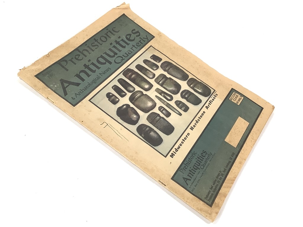 1995 Prehistoric Antiquities Quarterly: Shows expected wear; staining, curled edges, minor tears. From the collection of IU Emeritus Professor John Johnson. Please Note: The artifacts in this auction have not been professionally authenticat