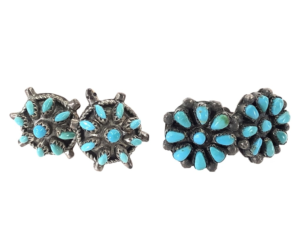 Zuni Sterling Turquoise Earrings 6.5g TW (1 of 10)