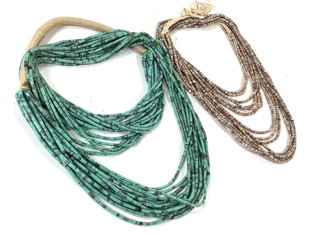 2 Stone & Shell Bead Strand Necklaces (1 of 6)