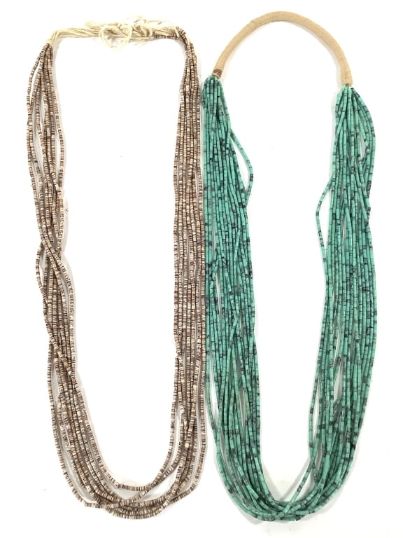 2 Stone & Shell Bead Strand Necklaces - 2