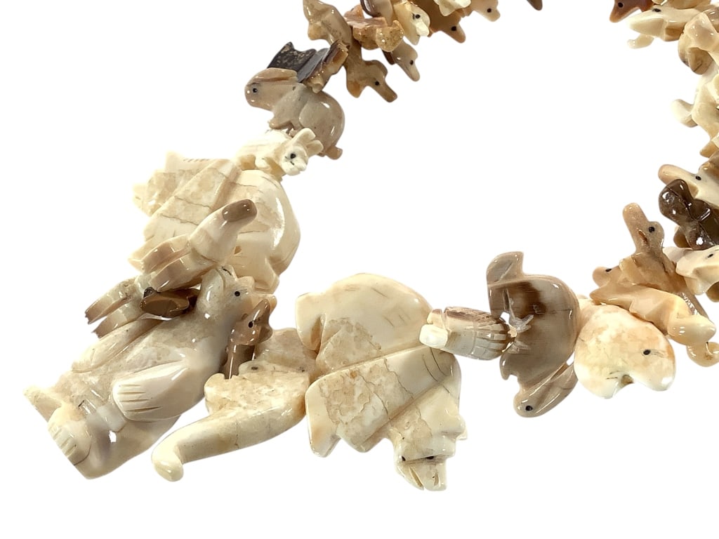Carved Stone Animal Fetish Necklace 30" L (1 of 7)