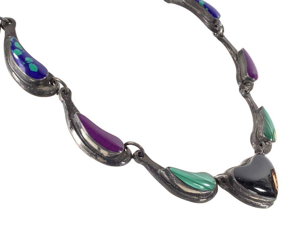 Mexico Sterling Multi-Stone Necklace 84.7g TW (1 of 7)