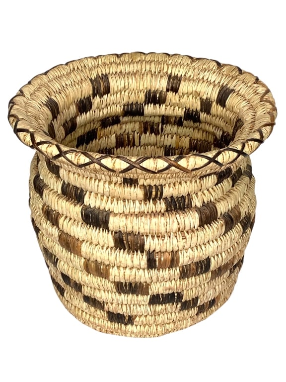 Large Native Papago Basket: 8" high, 8 1/2"dia.