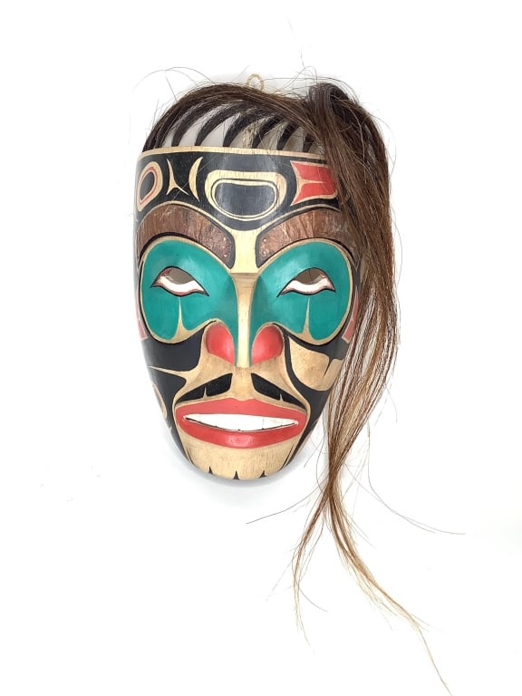 Northwest Coast Hand Painted Totem Mask Wood (1 of 7)