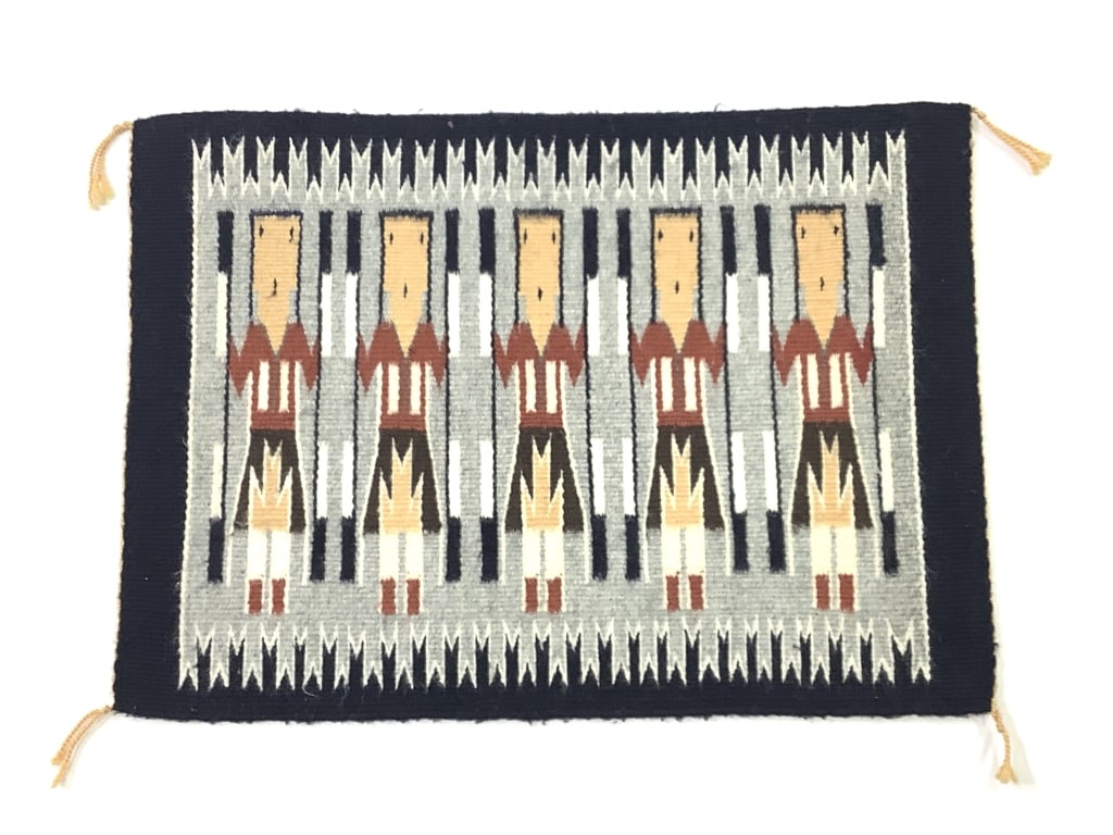 Vtg Navajo Yei Figural Weaving Small: 16 1/2" x 23"