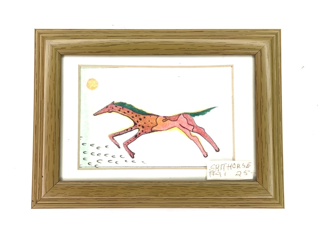 Small Original 1990 Native American Watercolor: Framed. Fream measures 7 1/4" x 5 1/4".