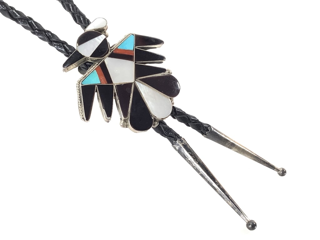 Zuni Sterling Thunderbird Inlay Bolo Tie 14.8g TW (1 of 7)