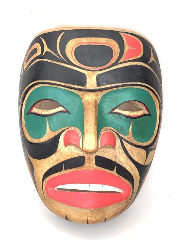 First Native Totemic Portrate Mask Canadian Style: 8 1/4" x 6 1/2"