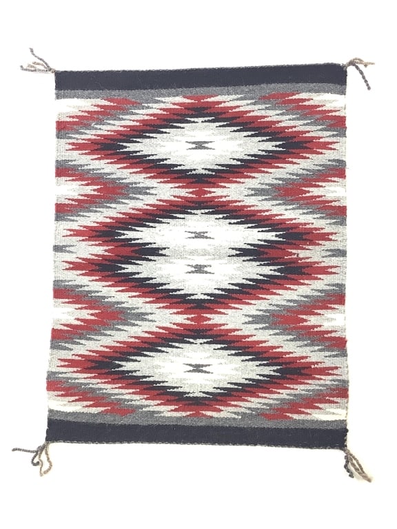 Vtg Zigzag Navajo Weaving Small: 24" x 18 1/2"