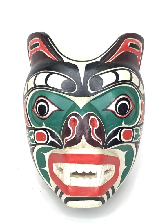 Contemporary Northwest Coast Wood Mask: 9 1/2' X 8".