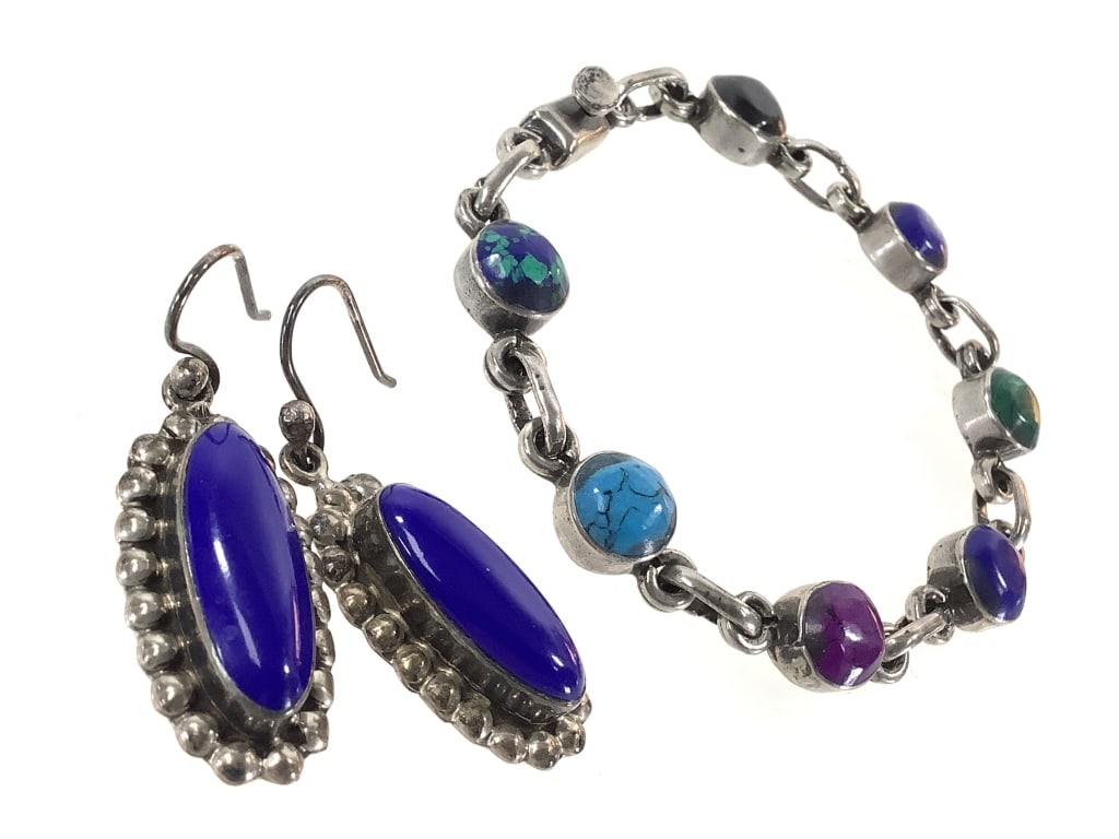 Mexico Sterling Multi-stone Bracelet Earrings (1 of 10)
