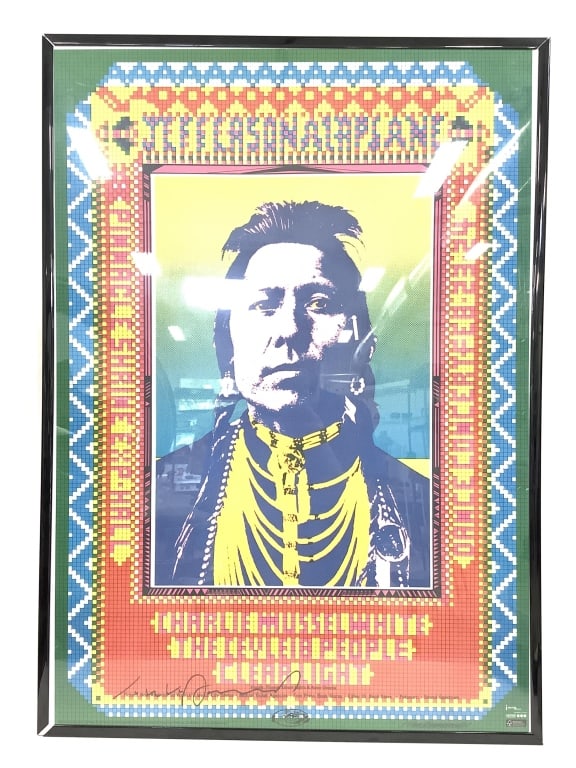 Framed & Signed John Hamersveld Jefferson Airplane: 27 1/2" x 19" signed poster. 2007 reprint of 1968 tour poster. Jefferson Airplane, Charlie Musselwhite, The Ceyleib People Clear Light.