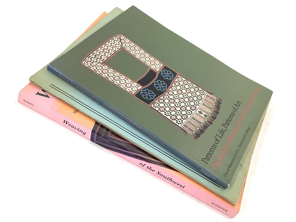 Native American Photography Weaving & Art Books: 3 total, all paperback. Good used condition, "Cliff Dwellings of the Mesa Verde" shows creasing and staining.