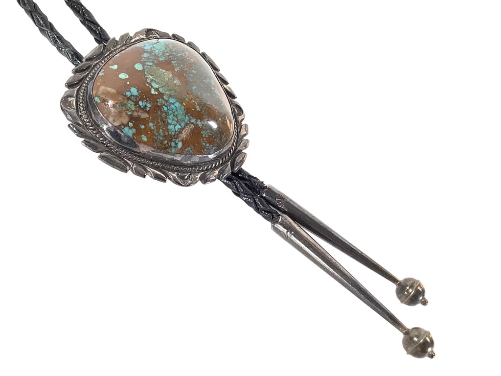 Sterling Green Royston Turquoise Bolo 48g TW: 2" H