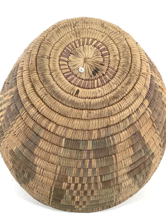 Lg Lidded Polychrome Coiled Storage Basket - 6