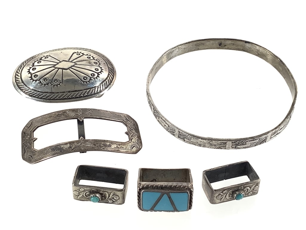Sterling Turquoise Belt Pieces 34.9g TW (1 of 11)