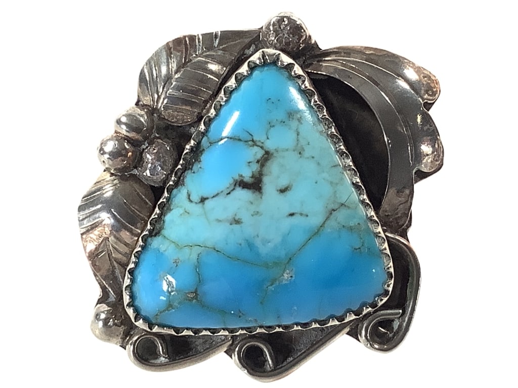 Unmarked Turquoise Ring Sz 8 - 2
