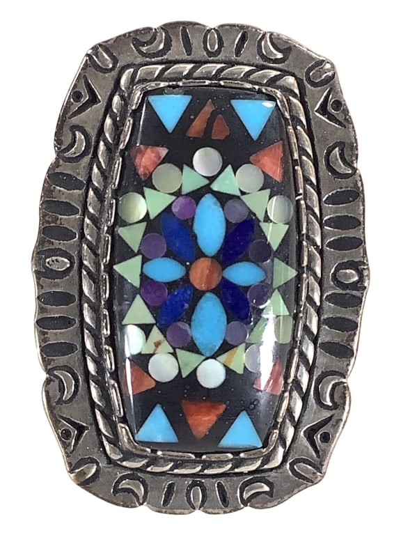 Sterling Micro-mosaic Ring 14.6g TW - 2