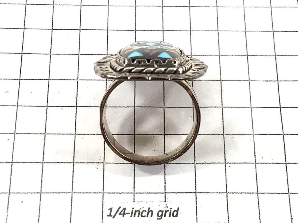 Sterling Micro-mosaic Ring 14.6g TW - 7