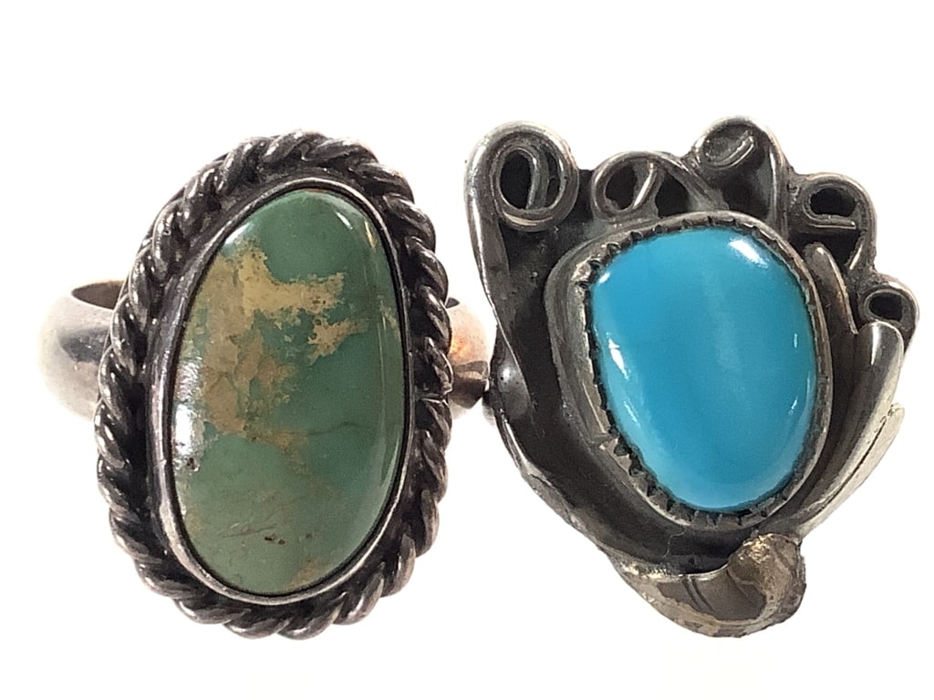2 Unmarked Turquoise Rings - 2