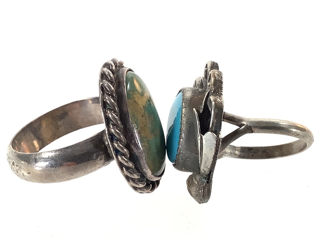 2 Unmarked Turquoise Rings - 3