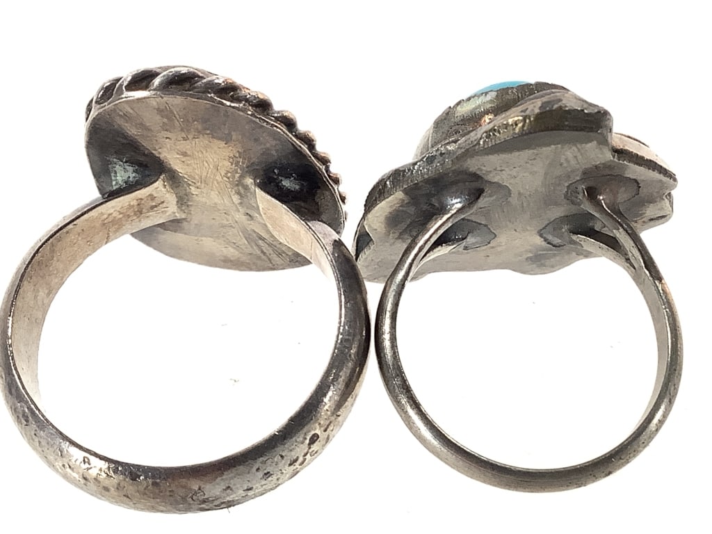 2 Unmarked Turquoise Rings - 4