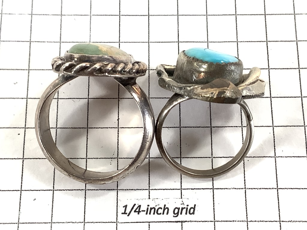 2 Unmarked Turquoise Rings - 5